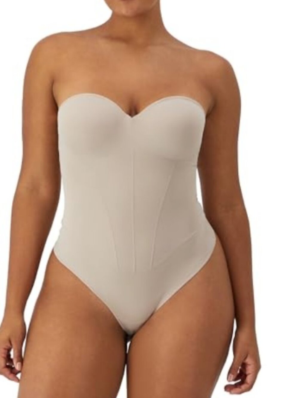 Maidenform Multiway Tummy Control Shapewear Thong Bodysuit Beige Size L 11452